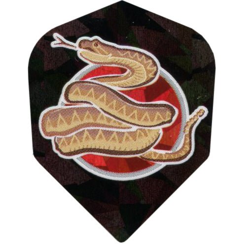 10-3937.jpg Dart World 2d Glitter Dart Flights - Shape Black Coiled Tan Snake - Image 1