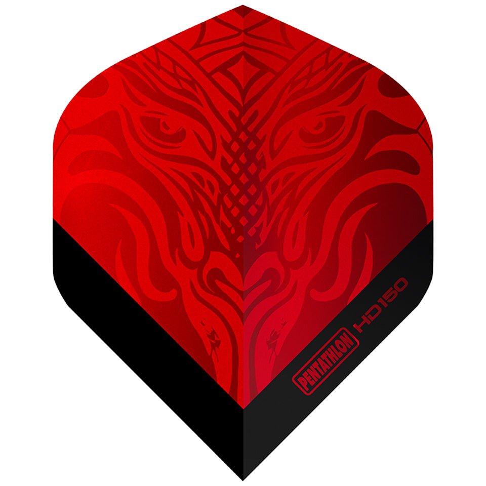60-2033.jpg Pentathlon HD150 Holographic Dragon Dart Flights - Standard Red - Image 1