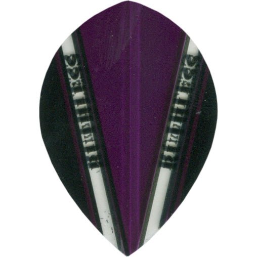 90-20008.jpg Ruthless Dart Flights - 100 Micron Pear V Pattern Purple Black And Clear - Image 1