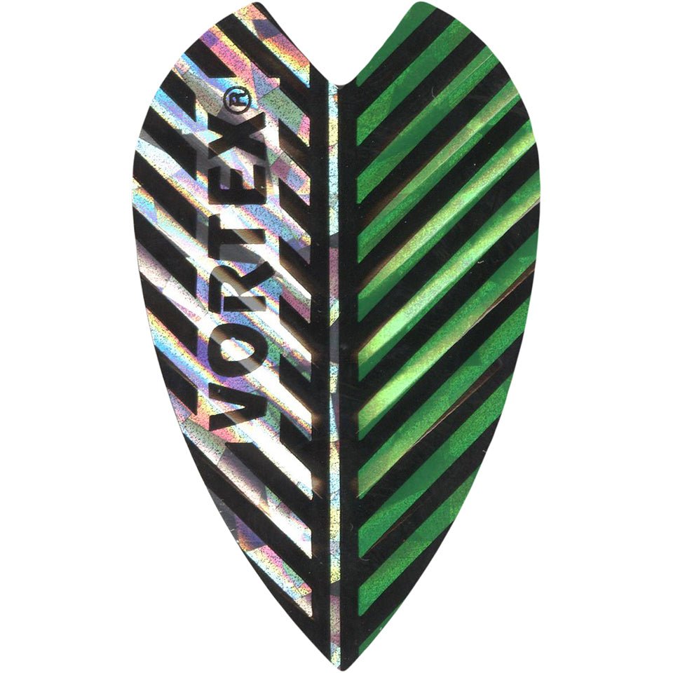 90-9012_65e217b7-041d-4670-9fda-46570cf9271f.jpg Vortex Dart Flights - 100 Micron Green And Silver - Image 1