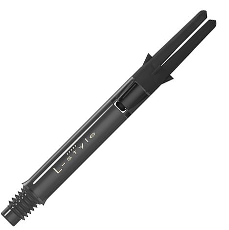 l-9700-330_48e55c1b-fdf0-4dc1-bb1e-553e098ab174.jpg L-Style L-Shaft Carbon Silent Straight Dart Shafts - 330 Medium Clear Black - Image 1