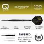 Harrows NX90 Black Tapered Quick Point Steel Tip Darts - 26gm - Image 4