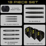 Harrows NX90 Black Tapered Quick Point Steel Tip Darts - 26gm - Image 6